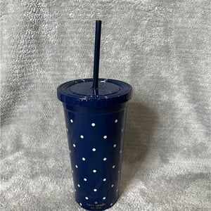 kate spade tumbler navy blue with white dots